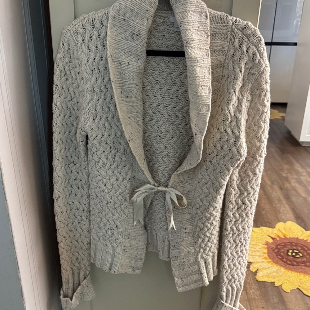 Apt. 9 Cream Shawl-Collar Cable Knit Tie-Front Cardigan